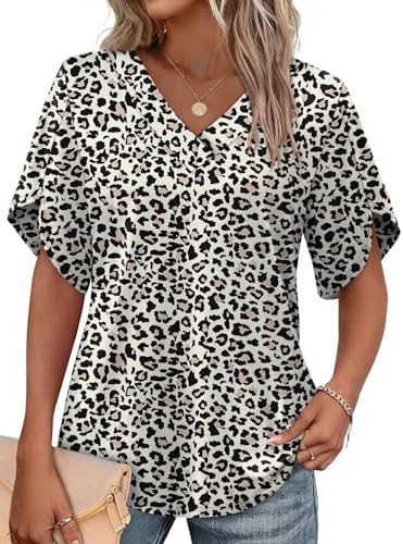 Overlapping petal sleeves and the botanical Floral 014 print bring an easy rhythm to this light V-neck summer blouse.