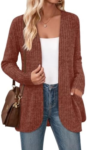 A warm caramel hue anchors this lightweight open-front cardigan, finished with generous side pockets and a soft brushed texture.