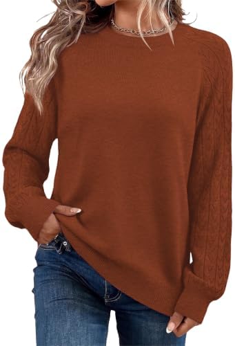 Spun from a soft viscose blend in rich caramel, this crew neck knit pulls on easily when cooler evenings set in.