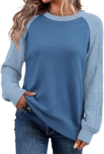 Color blocked panels give this soft crew neck knit a fresh graphic look for cool mornings and breezy patio nights.
