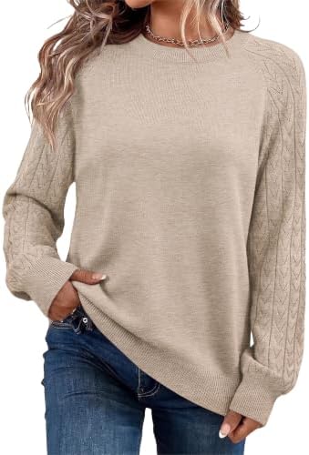 Woven in a soft apricot knit, this crew neck pullover brings light warmth and easy coverage to crisp mornings and cool evenings.
