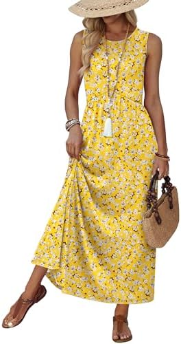 Bright yellow florals and soft pleats give this tank maxi dress an easy, breezy swing for sunny resort afternoons.