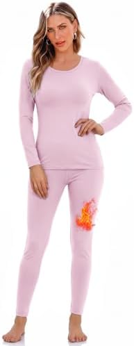 Soft fleece lining makes this mauve pink matching thermal set an easy base layer for chilly mornings and cold nights.