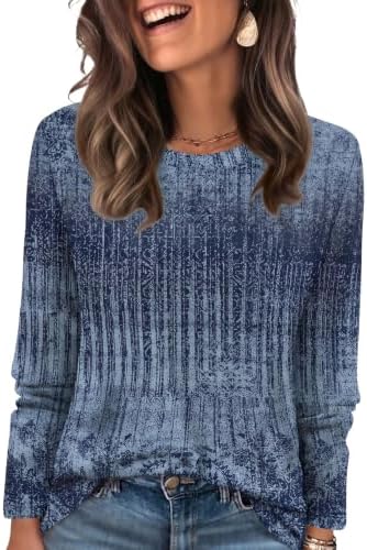 A deep navy knit top patterned with colorful boho stripes and finished with a neat ribbed crewneck for easy daily wear.