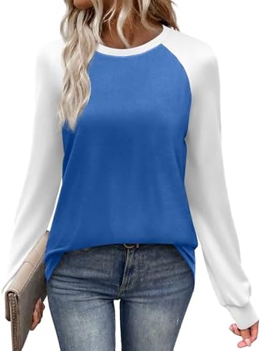 Soft raglan sleeves in a crisp sky blue tone bring a fresh pop of color to this easy crewneck top.