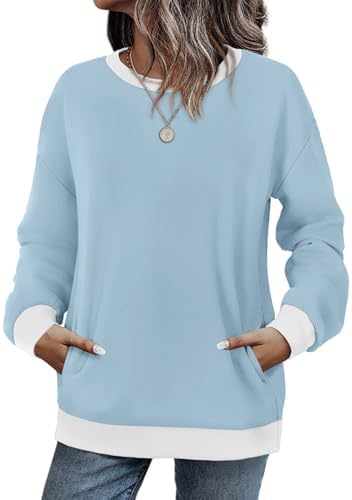 Soft sky blue with crisp white accents shapes this lightweight crewneck pullover cut with relaxed drop shoulders.