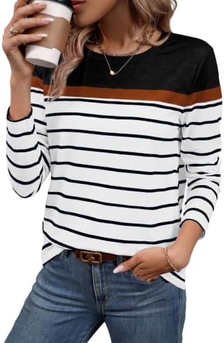 Horizontal black stripes across a crisp base give this soft long sleeve crewneck a sharp, balanced look for work or weekends.