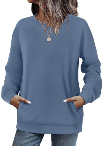 A cool blue pullover cut with drop shoulders and subtle side pockets for easy layering on chilly days.