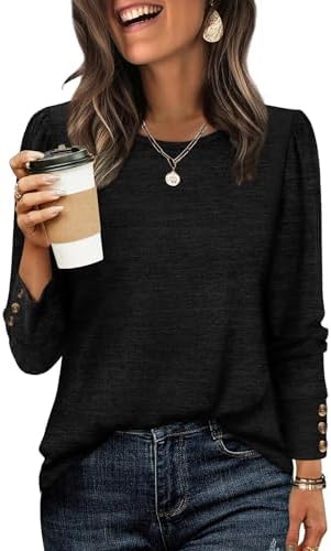 A soft textured knit shapes this relaxed crewneck tunic, finished with three neat buttons lining each long cuff.