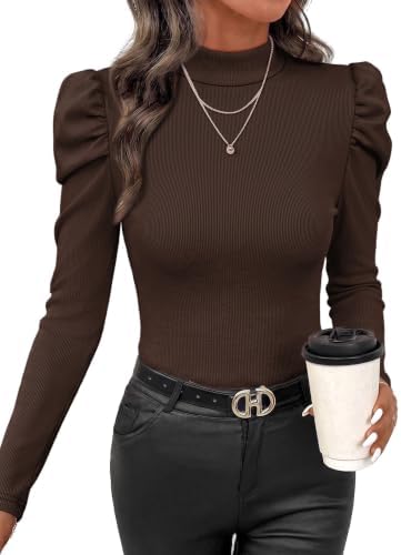 A rich brown ribbed polo top cut with long sleeves and a neat collar for a clean look through every cool evening.