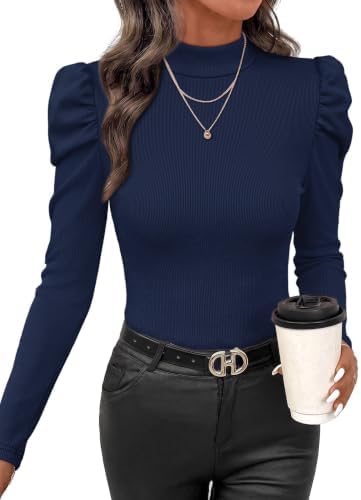 Knitted in deep navy blue, this long sleeve polo top pairs clean collar lines with a form-hugging ribbed texture for everyday wear.