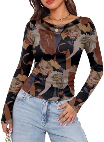 A softly draped cowl neck meets side ruching across this multicolor patterned long-sleeve knit.