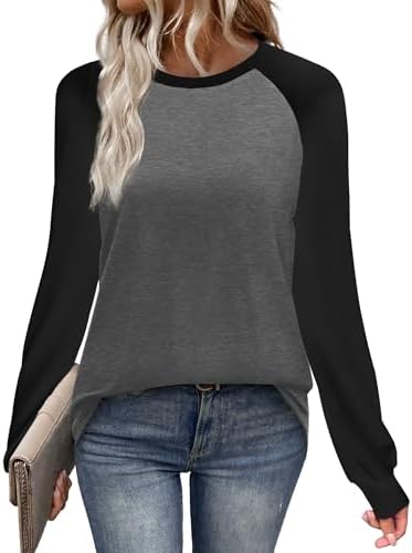Raglan seams and a deep dark grey shade give this soft long sleeve tee an easy athletic feel for cool evenings.