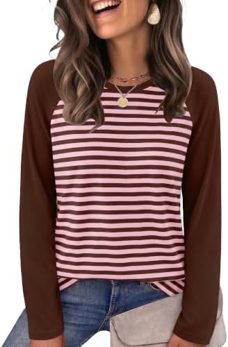Color-blocked stripes run across the sleeves of this soft crewneck pullover, cut for easy layering in cooler weather.