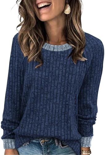 A deep navy blue crew neck pullover in a plush knit that feels like a lightweight chenille blanket for cool mornings.