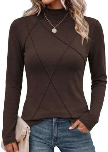 A rich coffer brown base layer with a clean mock neck and subtle front seam detailing for easy everyday layering.