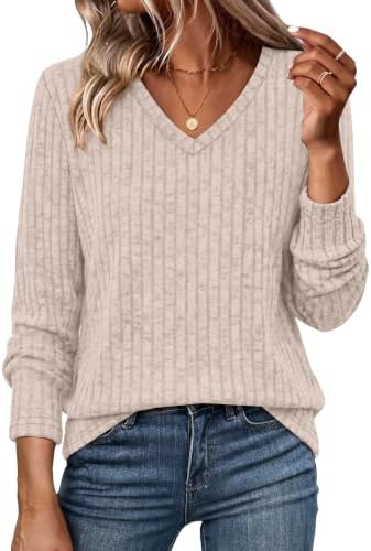 Cut long with a clean V-neckline, this khaki ribbed tunic offers a relaxed drape and gentle stretch for cool mornings.