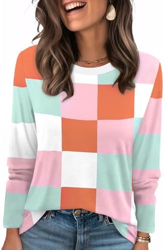 Warm orange plaid panels bring a crisp autumn feel to this long-sleeve tee, cut with a clean crewneck for cooler days.