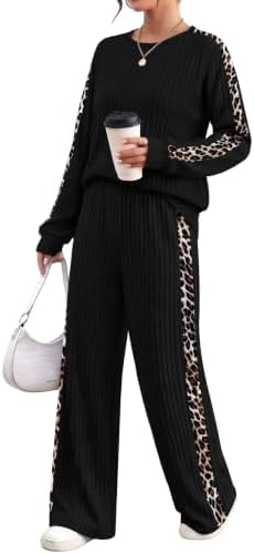 Solid black ribbed knit gives this two-piece set a clean profile that works for morning coffee runs or relaxed travel days.