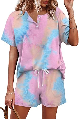 Swirled with soft blush and white, this lightweight henley and shorts pairing keeps summer lounging easy and cheerful.