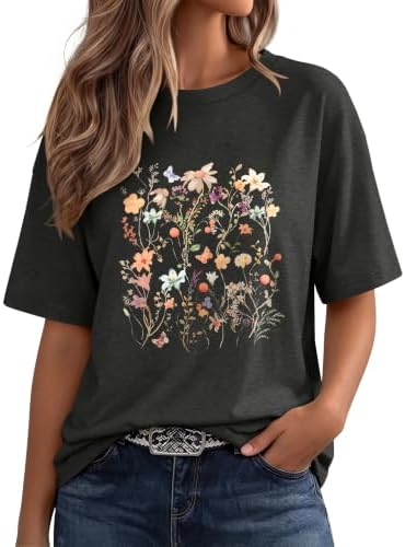 A soft floral print tee cut roomy through the shoulders and torso to keep you cool on warm travel days.
