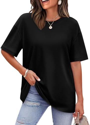Cut with softly dropped shoulders and a roomy body, this casual black crewneck tee keeps warm days simple and comfortable.