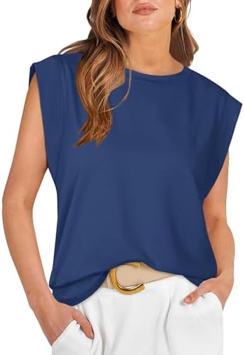 A deep navy blue crew neck tee with capped shoulders, cut loose through the torso for warm days and easy packing.