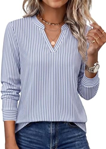 Crisp blue and white stripes bring a clean maritime feel to this soft long-sleeve tee, cut with a relaxed V-neckline.