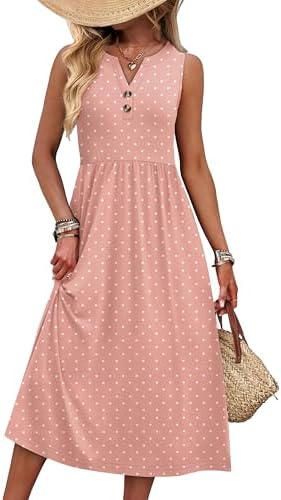 Sprinkled with playful dots, this airy sleeveless shirt dress combines a breezy button placket with easy vacation comfort.