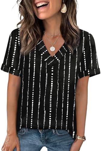 Crisp black stripes across a clean white knit give this easy v-neck top a classic look you can pair with dark denim or shorts.