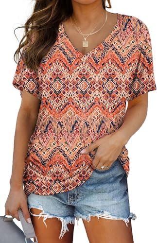 A relaxed v-neck top in warm boho orange, finished with side shirring that holds its shape through long days in the sun.