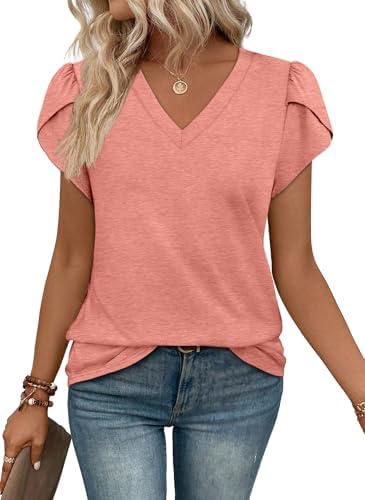 Overlapping tulip sleeves add subtle movement to this soft pink tee, cut with a relaxed drape for warm afternoons.