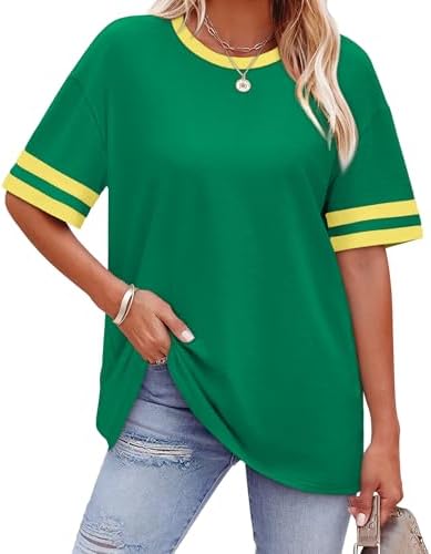 A cool green knit cut roomier through the body, detailed with striped cuffs on the half-length sleeves.