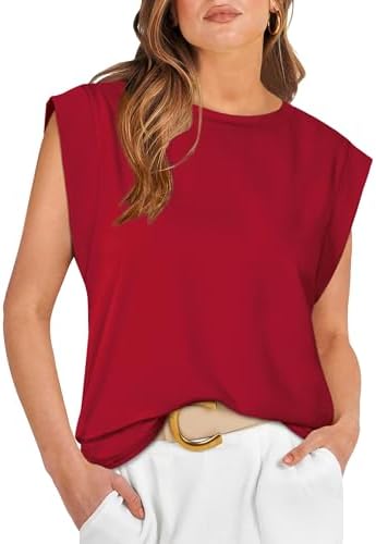 A bright red cap sleeve tee cut with a loose body and clean crew neckline for warm weather packing.