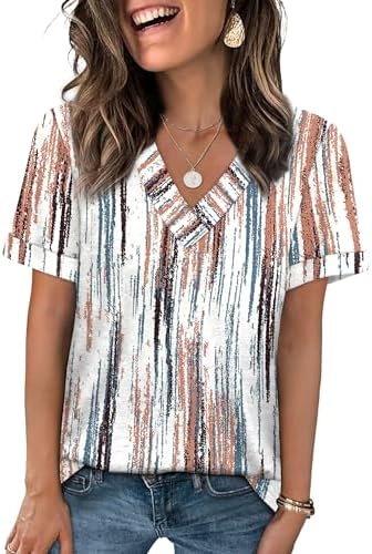 Earthy tie-dye brown patterns give this soft V-neck tee an easy, warm-weather look that pairs smoothly with light denim.