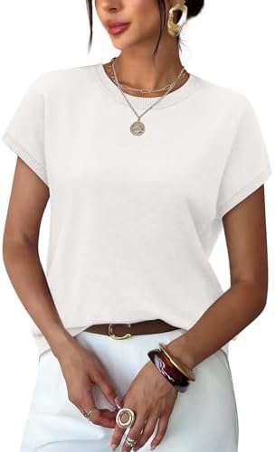 Spun from an airy fine-gauge knit, this bright white crewneck balances breezy cap sleeves with an easy, relaxed cut.