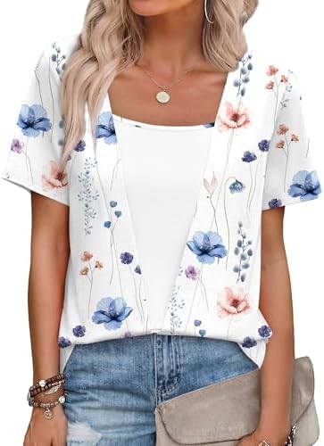Two-in-one layered styling meets our breezy leaf flower print on a lightweight short-sleeve knit that stays crisp all day.