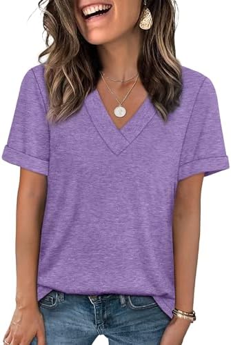 A rich purple summer tee cut with a neat V-neckline and rolled cuffs in our soft stretch jersey blend.