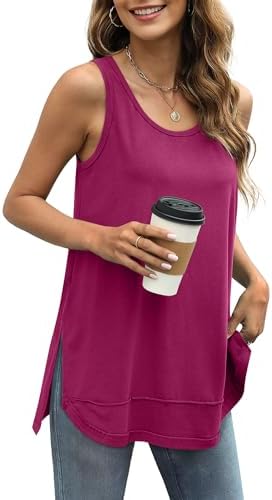 Muted grey purple gives this breezy scoop neck tank a soft, grounded look that pairs easily with denim shorts or dark leggings.