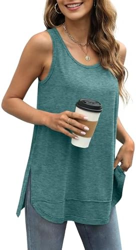 A deep pine green sleeveless top with inside out seam detailing and raw edges along the hem for an easy summer look.