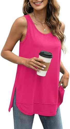 Bright hot pink knit brings saturated color to this loose tunic cut with exposed seams and raw hems for warm days.