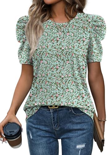 A crisp leafy print across soft breathable knit, finished with structured leg-of-mutton sleeves that lift every warm-weather outfit.