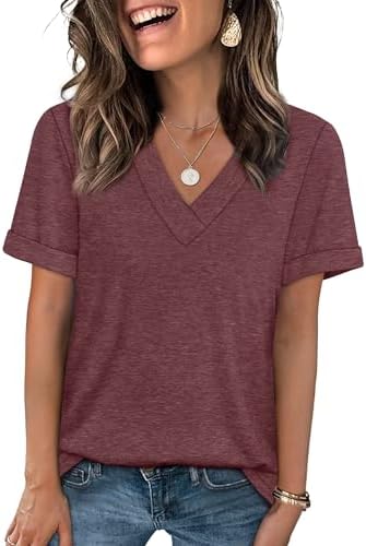 A deep wine red tee in our breathable stretch knit, cut with fixed rolled sleeves and a neat V-neckline.