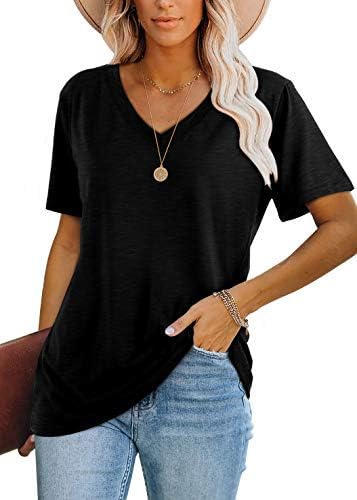 A clean black V-neck tee cut with extra ease through the body, sewn in a smooth stretch knit that stays cool in the heat.