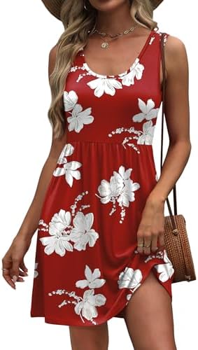 Bright red botanical patterning brings energy to this breezy sundress, cut with deep side pockets and a cool scoop neckline.