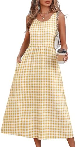 Bright yellow gingham checks bring sunny charm to this sleeveless midi dress with a fluid A-line hem.