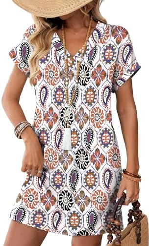 Splashes of bright botanical print cover this breezy t-shirt dress, cut with cuffed sleeves and deep side pockets for sunny days.