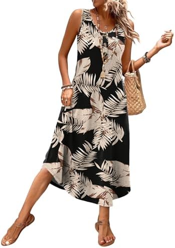 A breezy sleeveless midi cut in our black beige tropical leaves print, finished with deep side pockets for warm sunny days.
