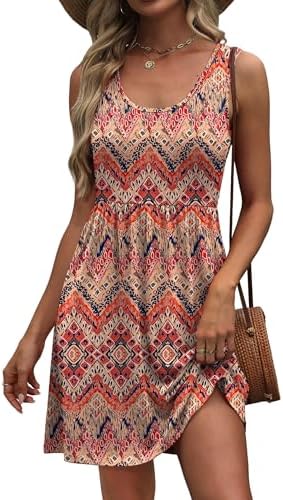 Breezy boho print knit with a scoop neck, relaxed A-line flare, and deep side pockets for warm sunny days.