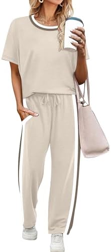 A soft apricot knit set paired with cropped wide-leg pants keeps your warm-weather travel packing light and simple.